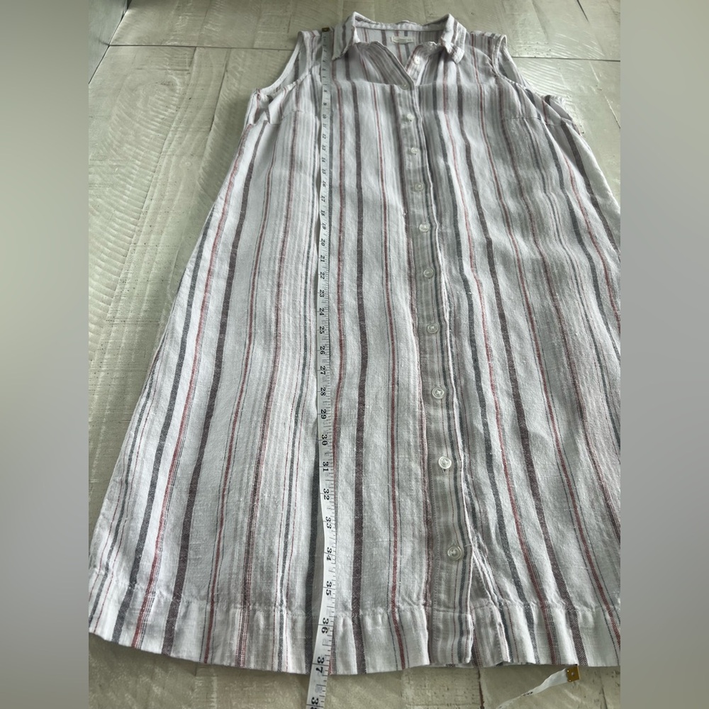Garnet Hill 100% Linen Striped Sleeveless
Button Down Shirt Dress Size 10 - Picture 6 of 8